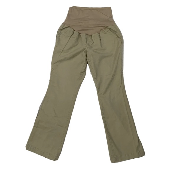Old Navy Pants - Old Navy Maternity Full Panel Tan Straight Leg Pants w/Pockets 12 Short Stretch